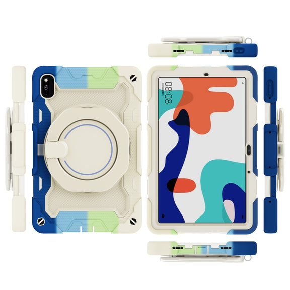 For Huawei MatePad 10.4 Armor Contrast Color Silicone + PC Tablet Case(Colorful Blue)