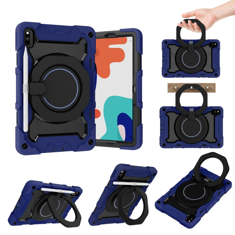 For Honor V6/Tablet V7 Armor Contrast Color Silicone + PC Tablet Case(Navy Blue)