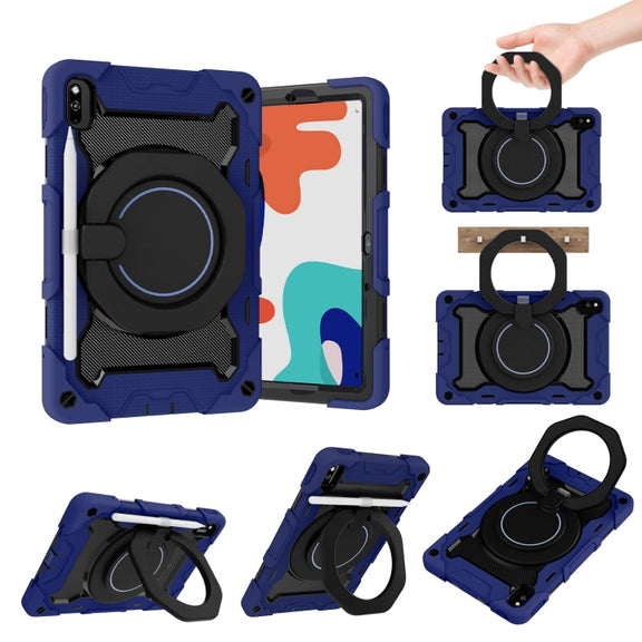 For Honor V6/Tablet V7 Armor Contrast Color Silicone + PC Tablet Case(Navy Blue)