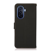 For Huawei nova Y70 Plus KHAZNEH Custer Genuine Leather RFID Phone Case(Black)
