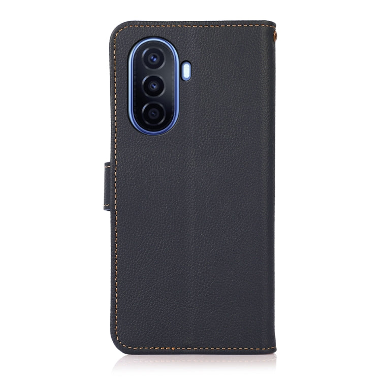 For Huawei nova Y70 Plus KHAZNEH Custer Genuine Leather RFID Phone Case(Blue)