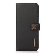 For Motorola Moto G42 KHAZNEH Custer Genuine Leather RFID Phone Case(Black)