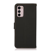 For Motorola Moto G42 KHAZNEH Custer Genuine Leather RFID Phone Case(Black)