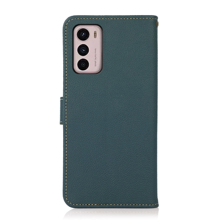 For Motorola Moto G42 KHAZNEH Custer Genuine Leather RFID Phone Case(Green)