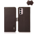 For Motorola Moto G42 KHAZNEH Side-Magnetic Litchi Genuine Leather RFID Phone Case(Brown) - Motorola Cases by PMC TechLife | Online Shopping South Africa | PMC TechLife | Buy Now Pay Later Mobicred