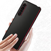 For Sony Xperia 1 IV Aurora Series Lens Protector + Metal Frame Protective Phone Case(Black Purple)