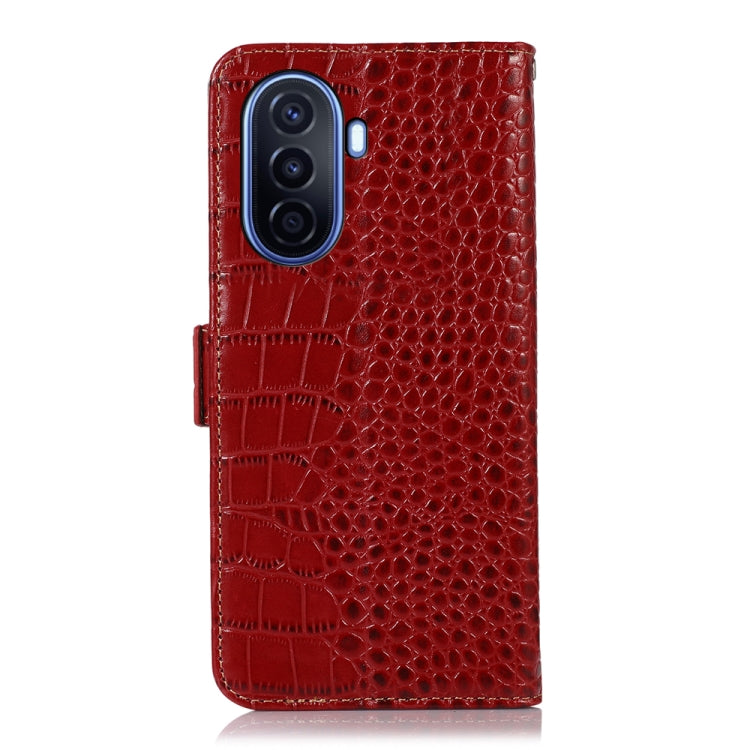 For Huawei Enjoy 50 CN / nova Y70 Plus / Y70 4G CN Crocodile Top Layer Cowhide Leather Phone Case(Red)