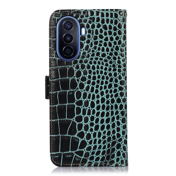 For Huawei Enjoy 50 CN / nova Y70 Plus / Y70 4G CN Crocodile Top Layer Cowhide Leather Phone Case(Green)