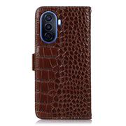 For Huawei Enjoy 50 CN / nova Y70 Plus / Y70 4G CN Crocodile Top Layer Cowhide Leather Phone Case(Brown)