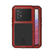 For Samsung Galaxy A53 LOVE MEI Metal Shockproof Water-resistant Dustproof Protective Phone Case with Glass(Red)