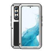 For Samsung Galaxy S22  LOVE MEI Metal Shockproof Water-resistant Dustproof Protective Phone Case with Glass(Silver)