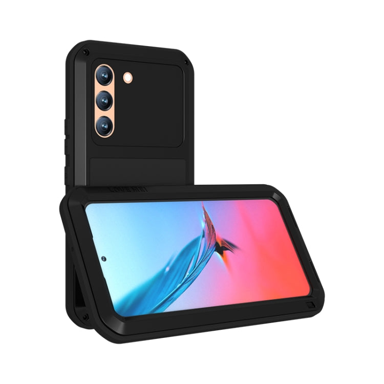 For Samsung Galaxy S22  LOVE MEI Metal Shockproof Water-resistant Dustproof Protective Phone Case with Glass(Red)