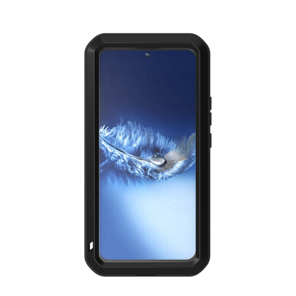 For Samsung Galaxy S22+ LOVE MEI Metal Shockproof Water-resistant Dustproof Protective Phone Case with Glass(Silver)