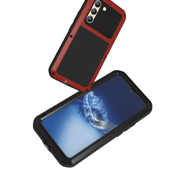 For Samsung Galaxy S22+ LOVE MEI Metal Shockproof Water-resistant Dustproof Protective Phone Case with Glass(Yellow)