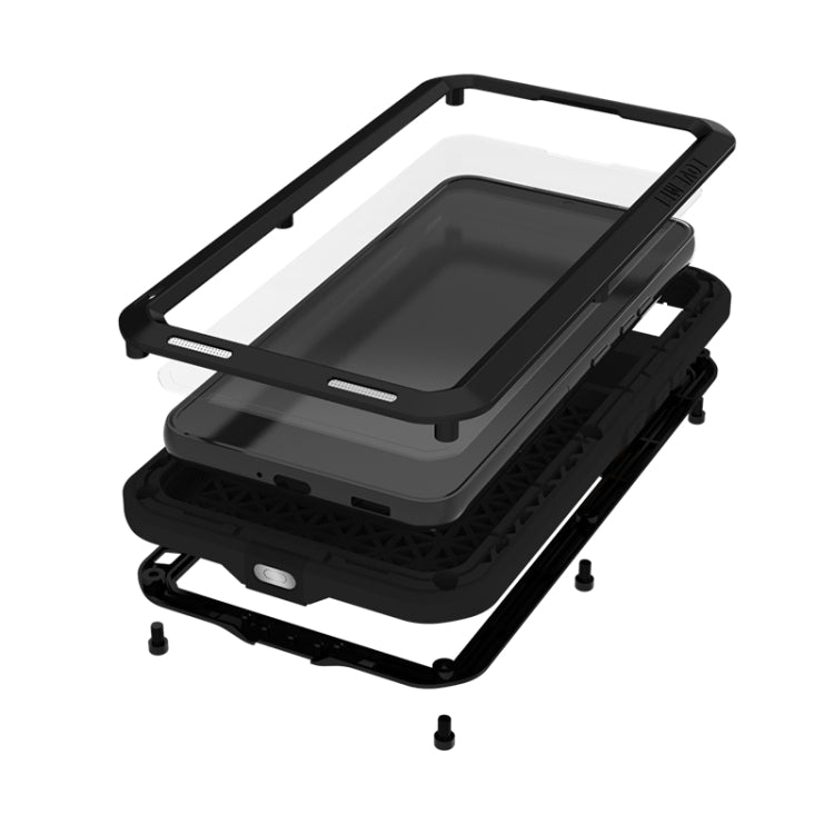 For Samsung Galaxy S22+ LOVE MEI Metal Shockproof Water-resistant Dustproof Protective Phone Case with Glass(Yellow)