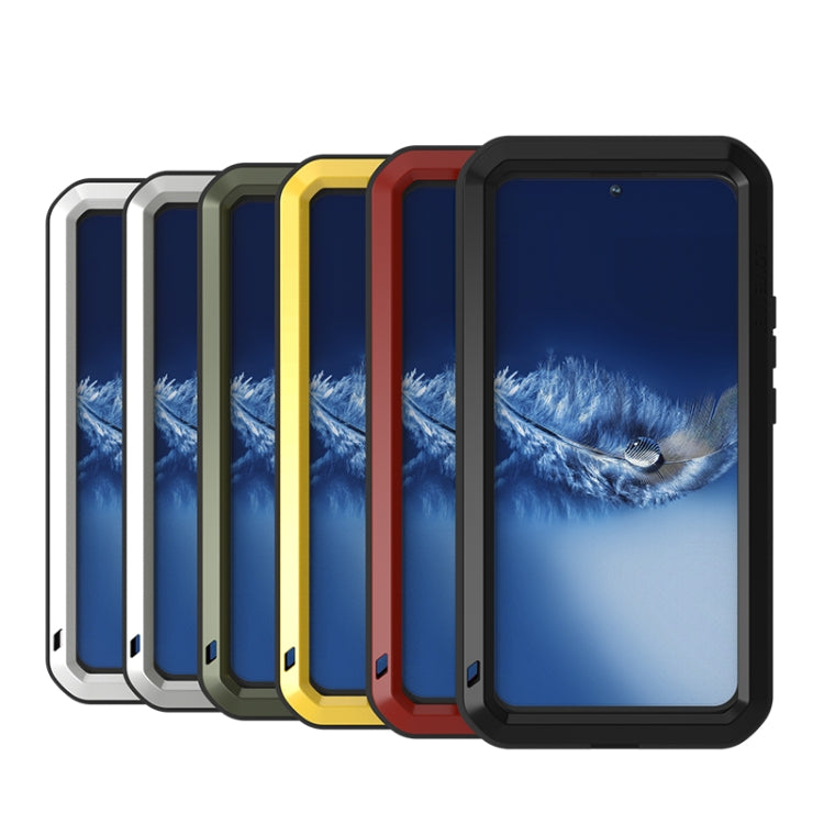 For Samsung Galaxy S22+ LOVE MEI Metal Shockproof Water-resistant Dustproof Protective Phone Case with Glass(Yellow)