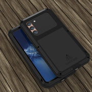 For Samsung Galaxy S22+ LOVE MEI Metal Shockproof Water-resistant Dustproof Protective Phone Case with Glass(Yellow)