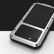 For iPhone SE 2022 / SE 2020 / 8 / 7 LOVE MEI Metal Shockproof Life Water-resistant Dustproof Protective Phone Case with Glass(White)