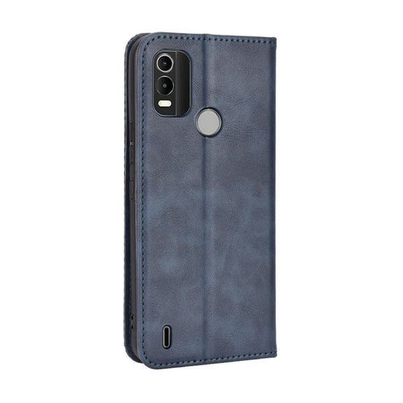 For Nokia C21 Plus Magnetic Buckle Retro Crazy Horse Leather Phone Case(Blue)