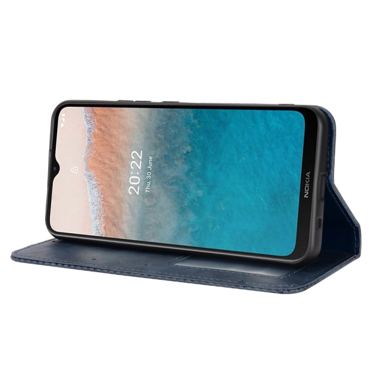 For Nokia C21 Plus Magnetic Buckle Retro Crazy Horse Leather Phone Case(Blue)