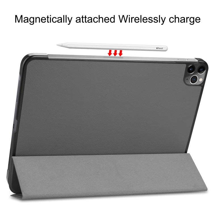 For iPad Air 13 2024 / Pro 12.9 2022 Custer Texture 3-Fold Smart Leather Tablet Case(Gray)
