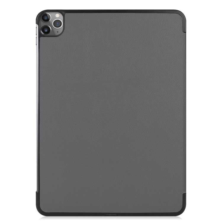 For iPad Air 13 2024 / Pro 12.9 2022 Custer Texture 3-Fold Smart Leather Tablet Case(Gray)