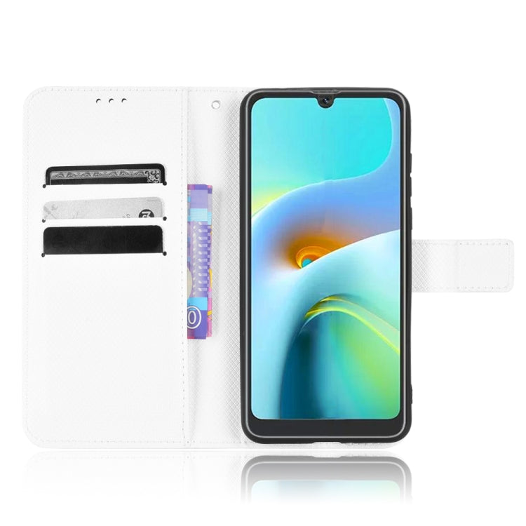 For Blackview A50 Diamond Texture Leather Phone Case(White)
