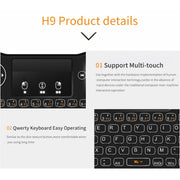 H9 2.4GHz Mini Wireless Air Mouse QWERTY Keyboard with White Backlight & Touchpad for PC, TV(Black)