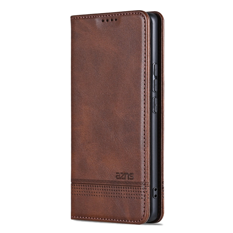 For vivo X100 AZNS Magnetic Calf Texture Leather Phone Case(Dark Brown)