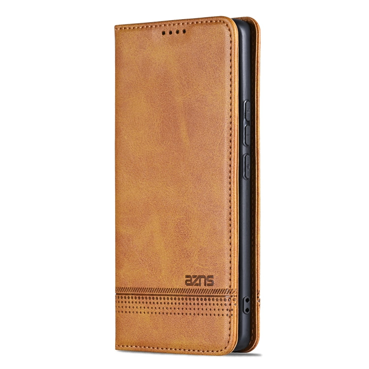 For vivo X100 AZNS Magnetic Calf Texture Leather Phone Case(Light Brown)