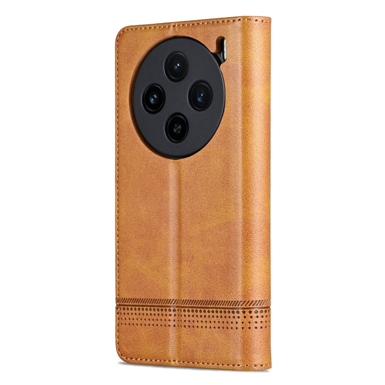 For vivo X100 AZNS Magnetic Calf Texture Leather Phone Case(Light Brown)