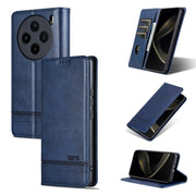For vivo X100 AZNS Magnetic Calf Texture Leather Phone Case(Dark Blu)