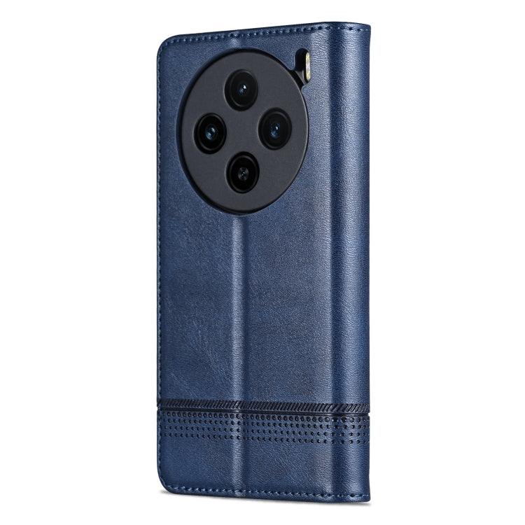 For vivo X100 AZNS Magnetic Calf Texture Leather Phone Case(Dark Blu)