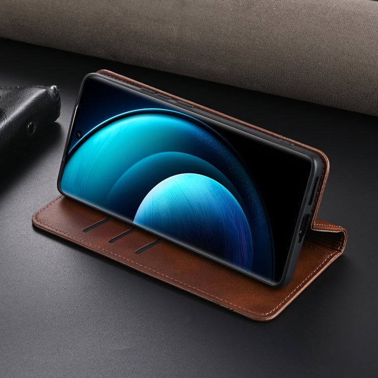 For vivo X100 AZNS Magnetic Calf Texture Leather Phone Case(Dark Blu)