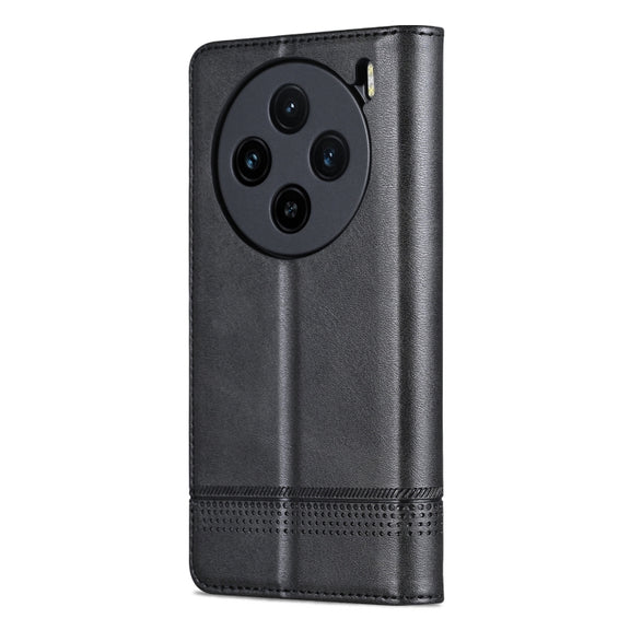 For vivo X100 AZNS Magnetic Calf Texture Leather Phone Case(Black)