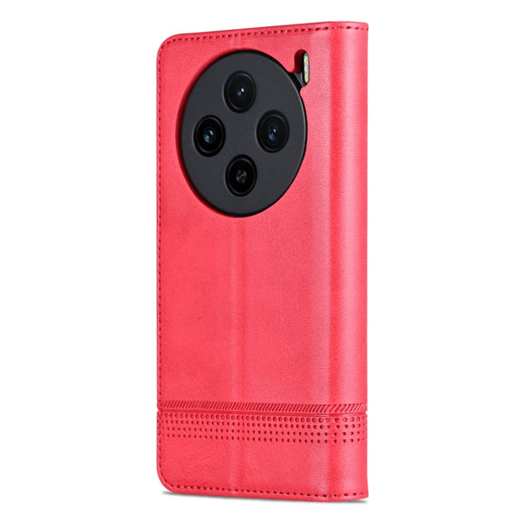 For vivo X100 AZNS Magnetic Calf Texture Leather Phone Case(Red)