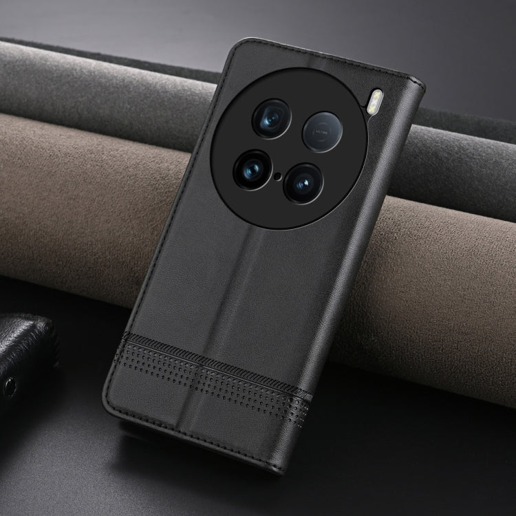 For vivo X100 Ultra AZNS Magnetic Calf Texture Leather Phone Case(Black)