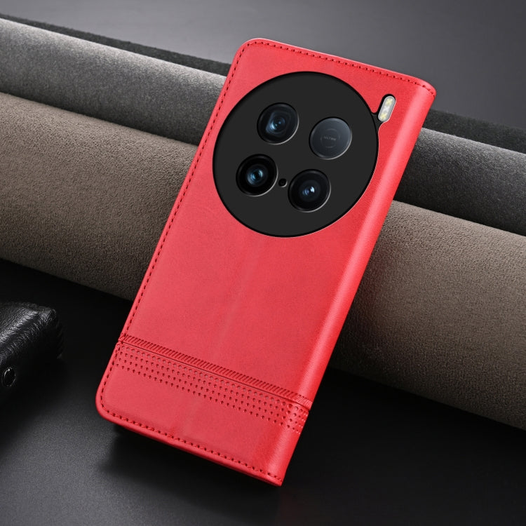 For vivo X100 Ultra AZNS Magnetic Calf Texture Leather Phone Case(Red)