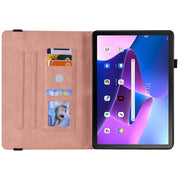 For Lenovo Tab M10 10.1 3rd Gen Butterfly Flower Embossed Leather Tablet Case(Rose Gold)