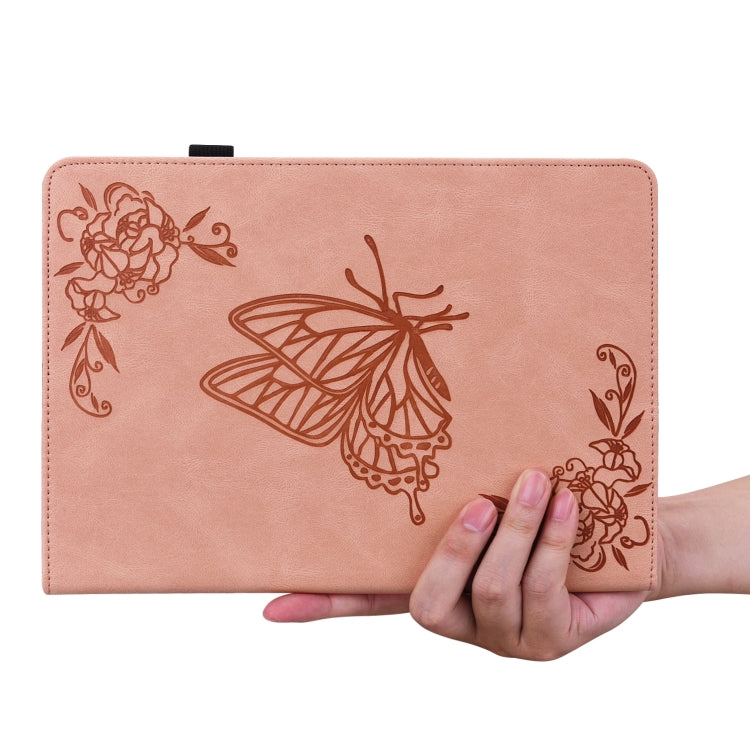 For Lenovo Tab M10 10.1 3rd Gen Butterfly Flower Embossed Leather Tablet Case(Rose Gold)