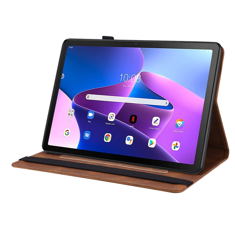 For Lenovo Tab M10 10.1 3rd Gen Butterfly Flower Embossed Leather Tablet Case(Brown)