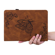 For Lenovo Tab M10 10.1 3rd Gen Butterfly Flower Embossed Leather Tablet Case(Brown)