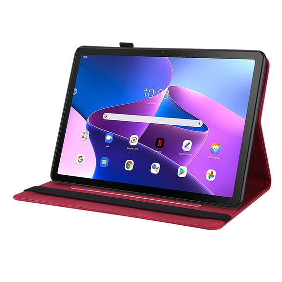 For Lenovo Tab M10 10.1 3rd Gen Butterfly Flower Embossed Leather Tablet Case(Red)