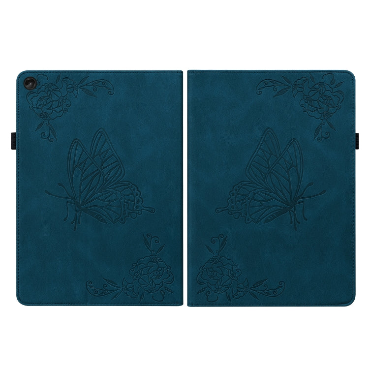 For Lenovo Tab M10 10.1 3rd Gen Butterfly Flower Embossed Leather Tablet Case(Blue)
