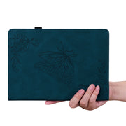 For Lenovo Tab M10 10.1 3rd Gen Butterfly Flower Embossed Leather Tablet Case(Blue)