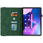For Lenovo Tab M10 10.1 3rd Gen Butterfly Flower Embossed Leather Tablet Case(Green)