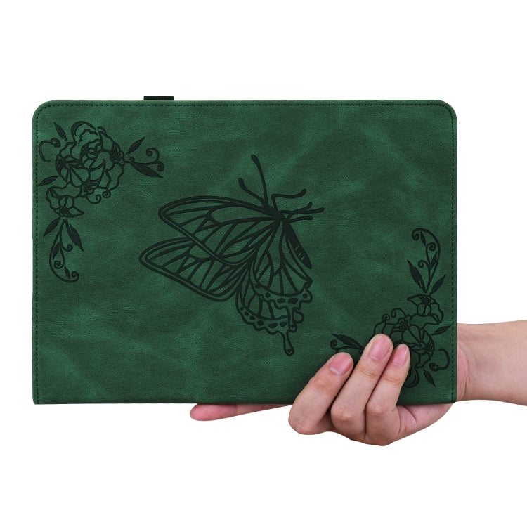 For Lenovo Tab M10 10.1 3rd Gen Butterfly Flower Embossed Leather Tablet Case(Green)