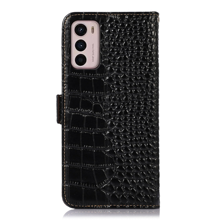 For Motorola Moto G42 Crocodile Top Layer Cowhide Leather Phone Case(Black)