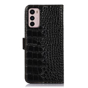 For Motorola Moto G42 Crocodile Top Layer Cowhide Leather Phone Case(Black)