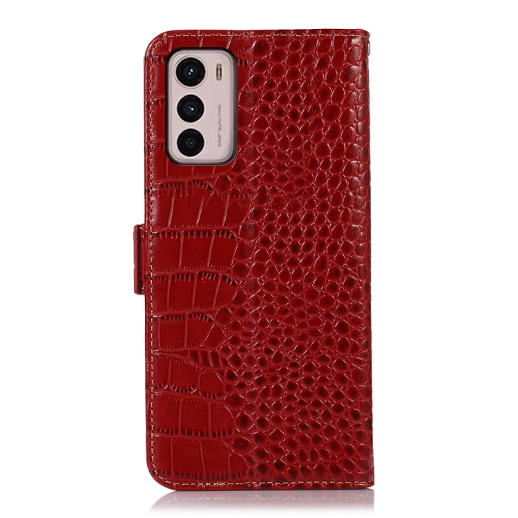 For Motorola Moto G42 Crocodile Top Layer Cowhide Leather Phone Case(Red)